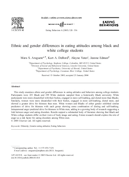 (PDF) Ethnic and gender differences in eating attitudes among black and ...