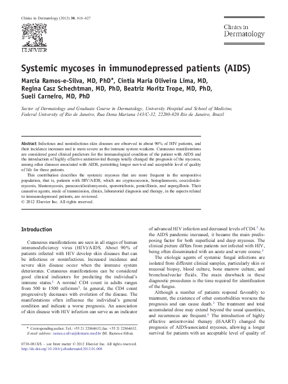(PDF) Systemic mycoses in immunodepressed patients (AIDS)