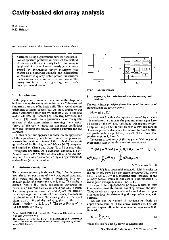 (PDF) Cavity-backed slot array analysis
