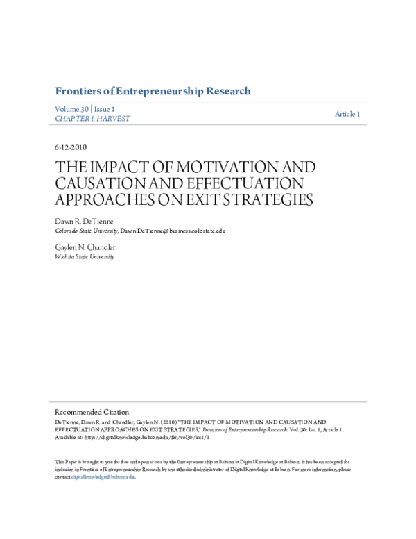 (PDF) THE IMPACT OF MOTIVATION AND CAUSATION AND EFFECTUATION ...