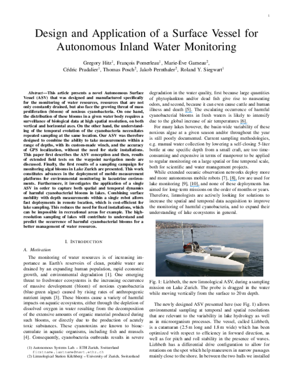 (PDF) Autonomous Inland Water Monitoring: Design and Application of a ...