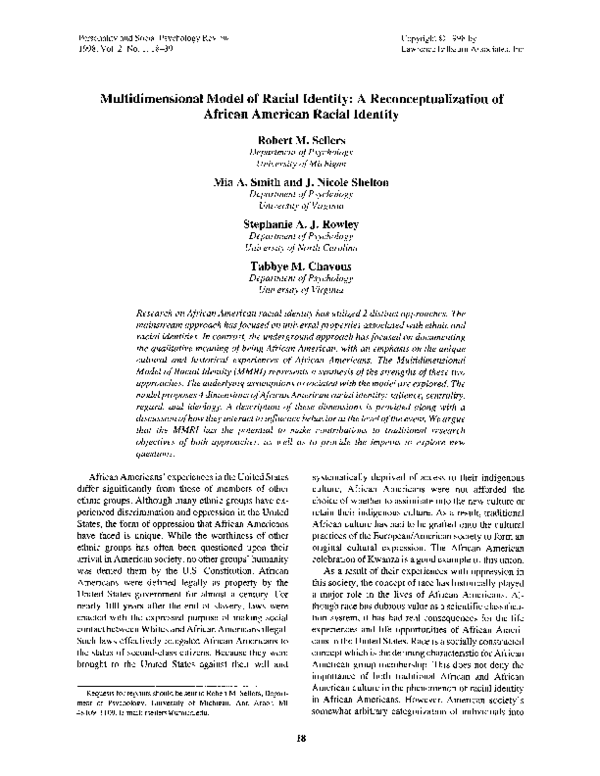 (PDF) Multidimensional Model of Racial Identity: A Reconceptualization ...