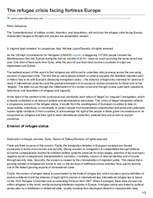 (PDF) The Refugee Crisis Facing Fortress Europe
