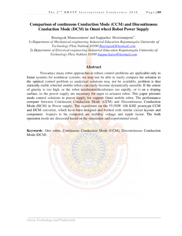 (PDF) Comparison of continuous Conduction Mode (CCM) and Discontinuous ...