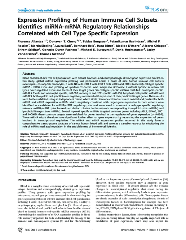 (PDF) Expression Profiling of Human Immune Cell Subsets Identifies ...