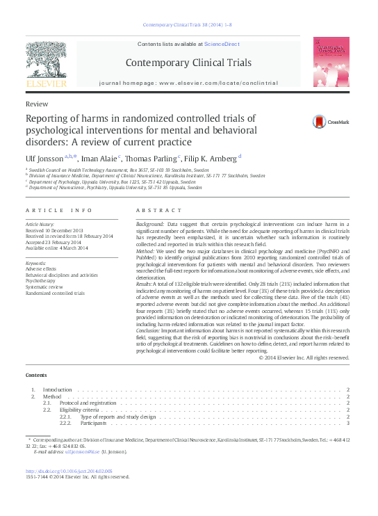 (PDF) Reporting of harms in randomized controlled trials of ...