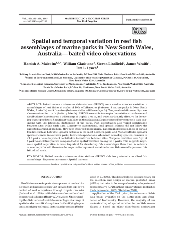 (PDF) Spatial and temporal variation in reef fish assemblages of marine ...