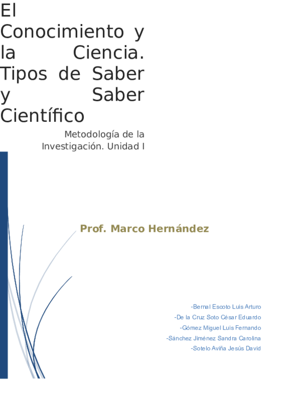 (DOC) El Conocimiento y la Ciencia. Tipos de Saber y Saber