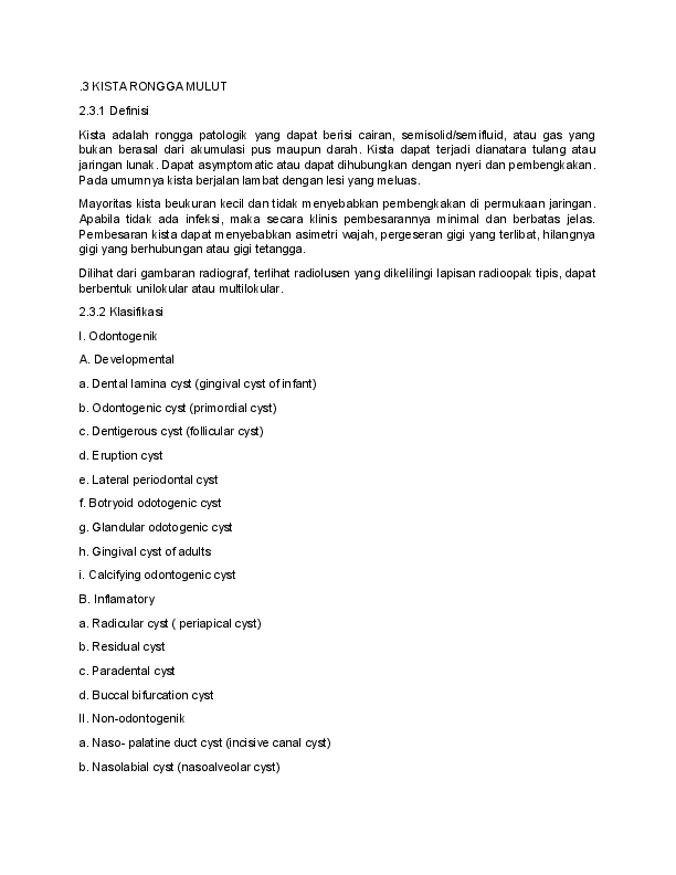 Kista Radikular Dalam Mandibula Universitas Udayana