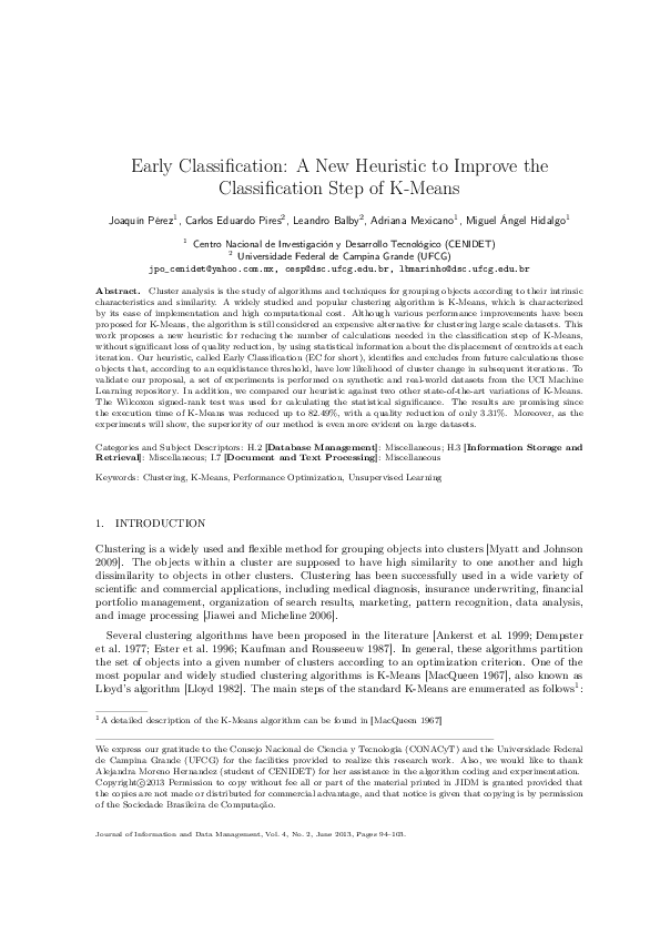 (PDF) Early Classification: A New Heuristic to Improve the ...