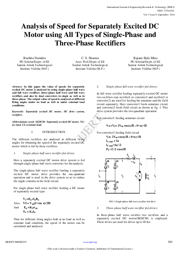 (PDF) Analysis of Speed for Separately Excited DC Motor using All Types ...