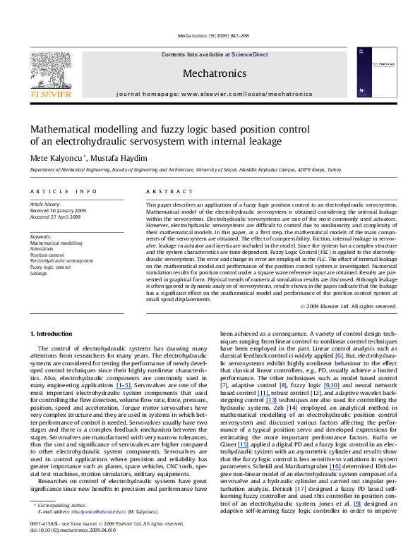 (PDF) Mathematical modelling and fuzzy logic based position control of ...