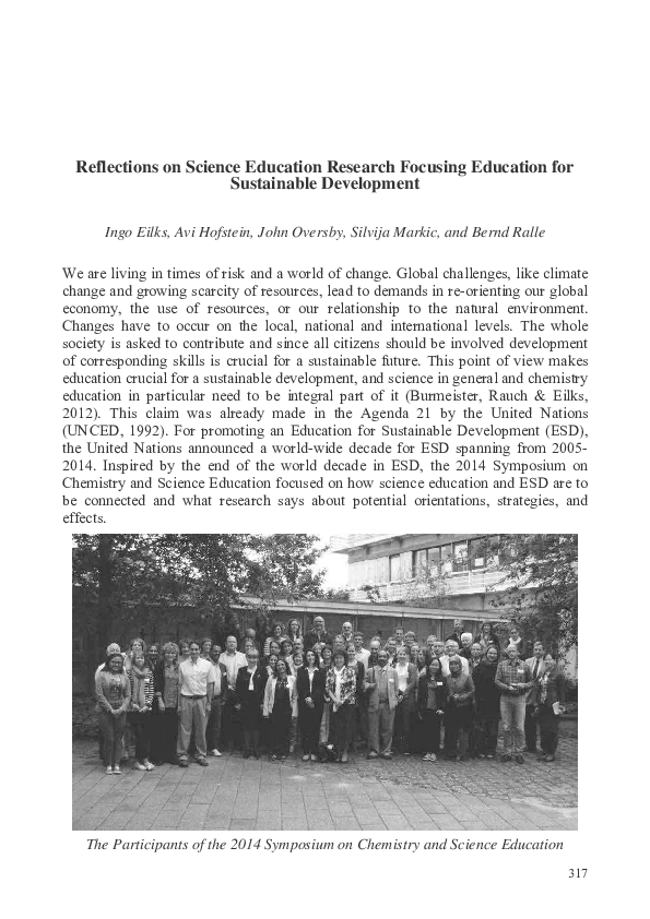 (PDF) Reflections on science education research focusing education for ...