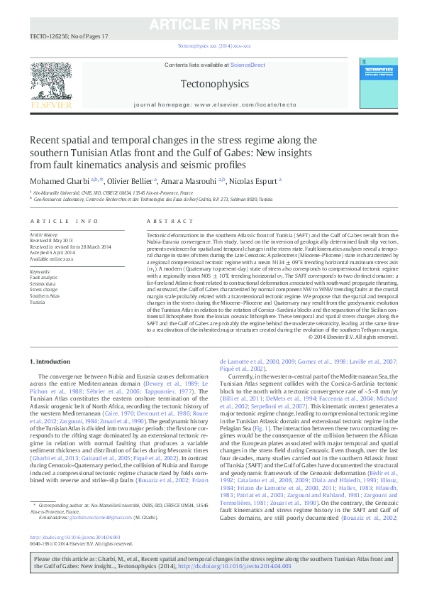 (PDF) Recent spatial and temporal changes in the stress regime along ...