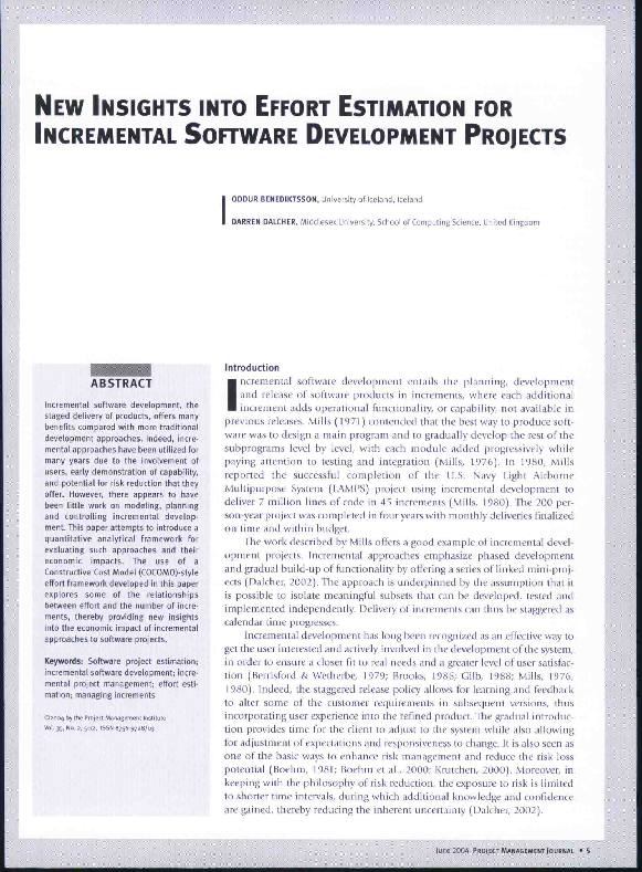 (PDF) New Insights into Effort Estimation for Incremental Software ...