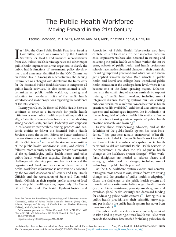 (PDF) The public health workforce: moving forward in the 21st century
