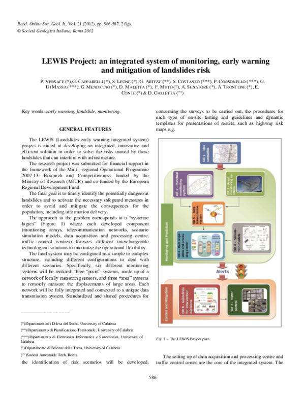 (PDF) LEWIS Project an integrated system of monitoring, early warning