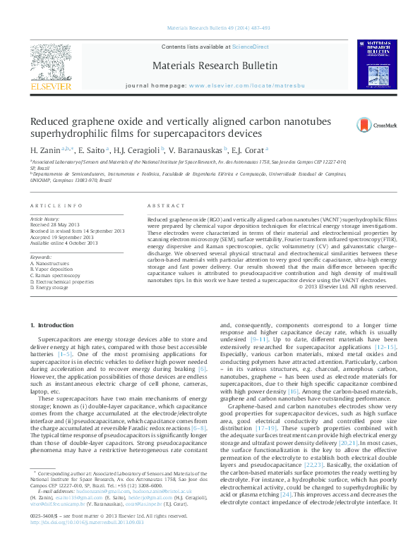 (PDF) Reduced graphene oxide and vertically aligned carbon nanotubes ...