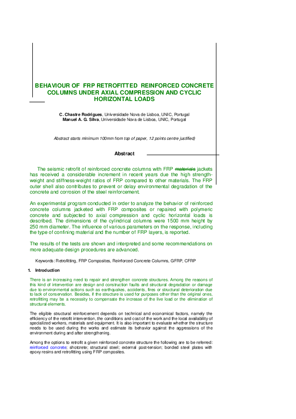 (PDF) The behaviour of RC columns retrofitted with FRP or polymeric ...