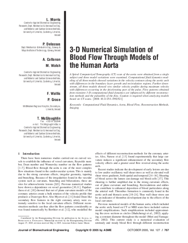 (PDF) 3-D Numerical Simulation of Blood Flow Through Models of the ...