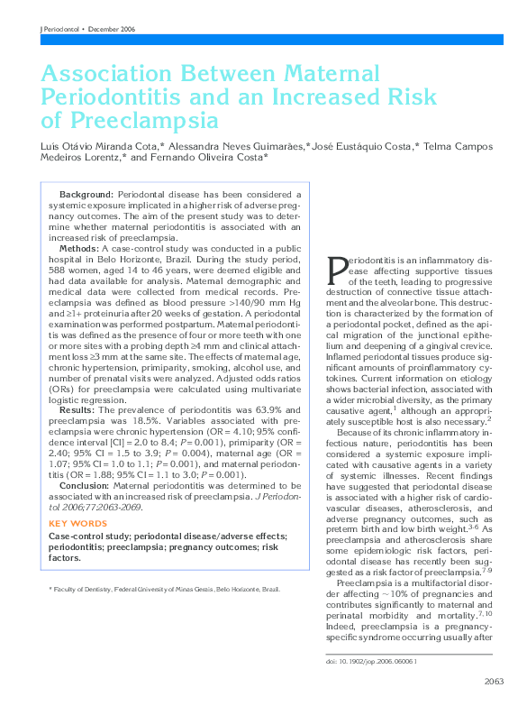 (PDF) Association Between Maternal Periodontitis and an Increased Risk ...