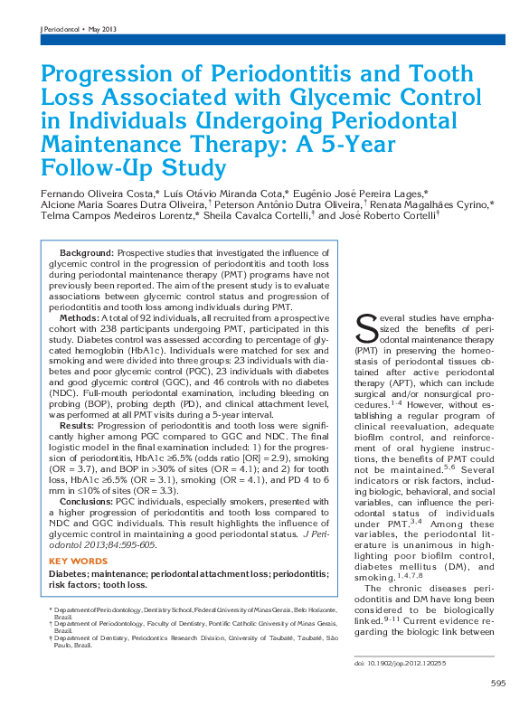 (PDF) Progression of Periodontitis and Tooth Loss Associated with ...