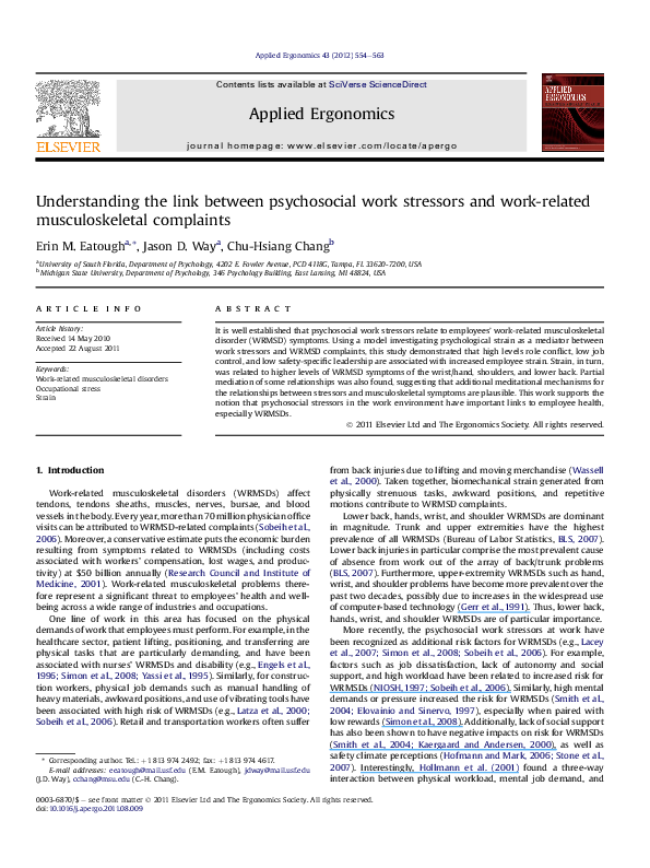 (PDF) Understanding the link between psychosocial work stressors and ...
