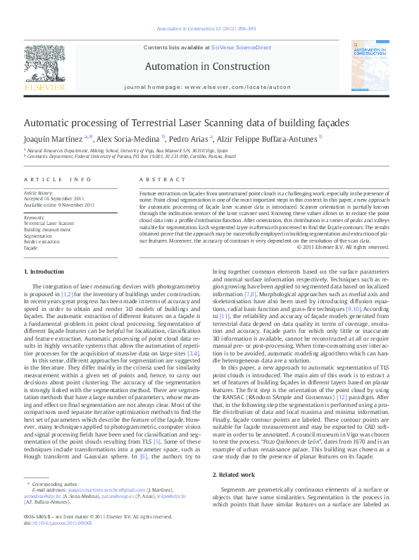 (PDF) Automatic processing of Terrestrial Laser Scanning data of ...