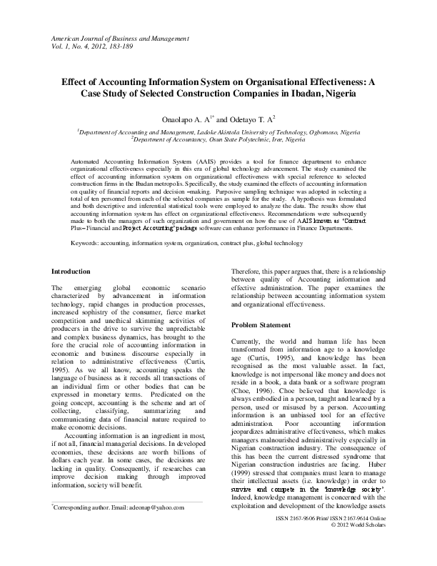 (PDF) Effect of Accounting Information System on Organisational ...