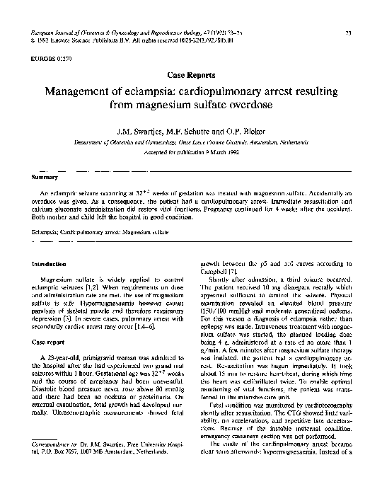 (PDF) Management of eclampsia cardiopulmonary arrest resulting from