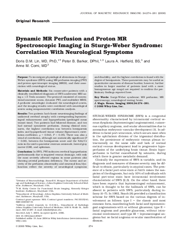 (PDF) Dynamic MR perfusion and proton MR spectroscopic imaging in ...