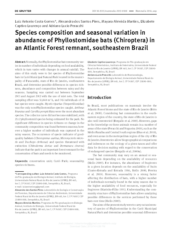 (PDF) Species composition and seasonal variation in abundance of