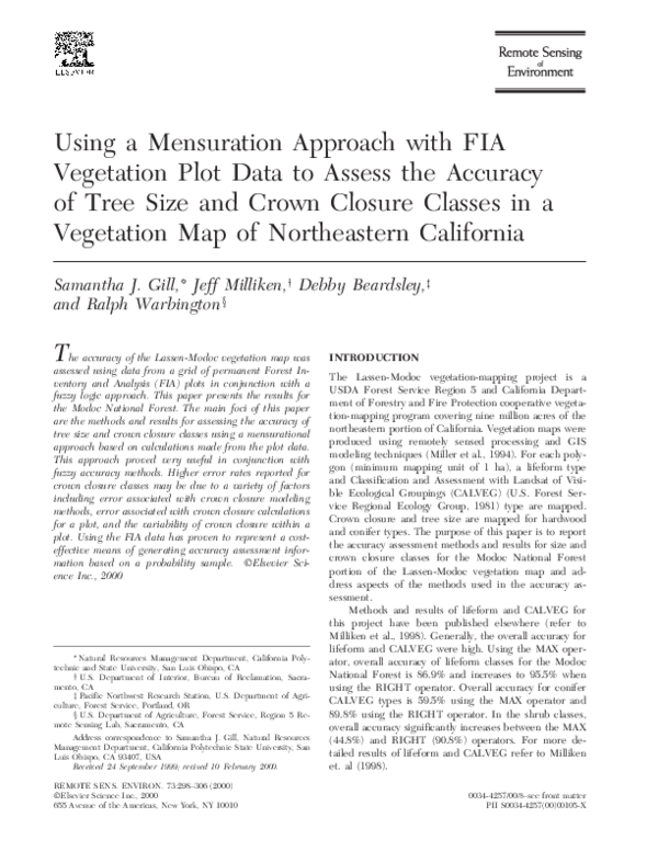 (PDF) Using a Mensuration Approach with FIA Vegetation Plot Data to ...