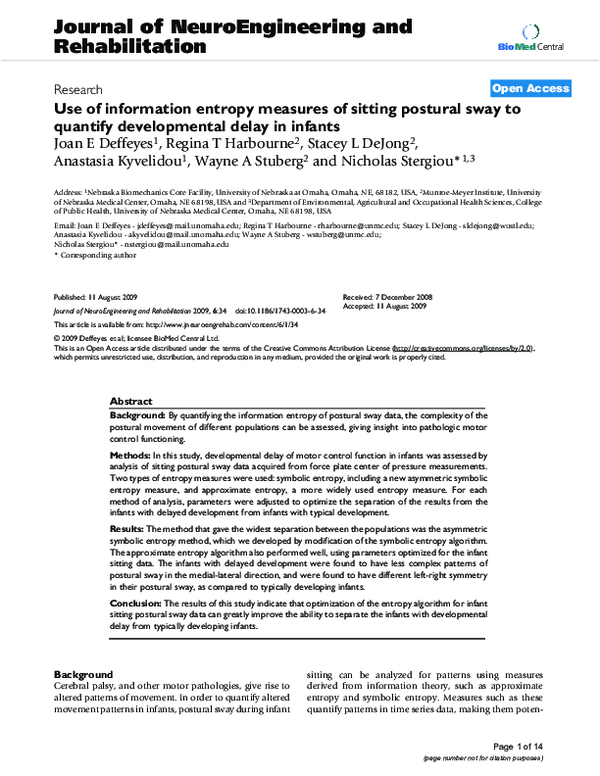 (PDF) Use of information entropy measures of sitting postural sway to ...