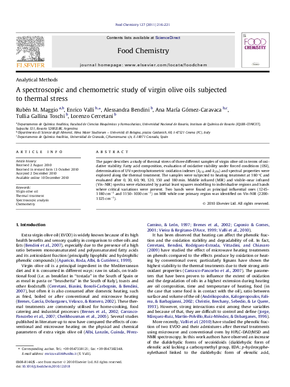 (PDF) A spectroscopic and chemometric study of virgin olive oils ...