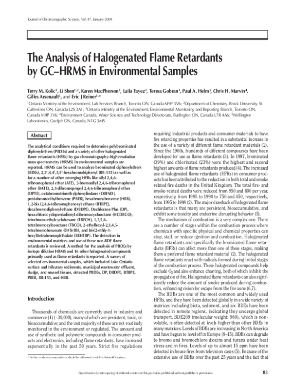 (PDF) The Analysis of Halogenated Flame Retardants by GCHRMS in