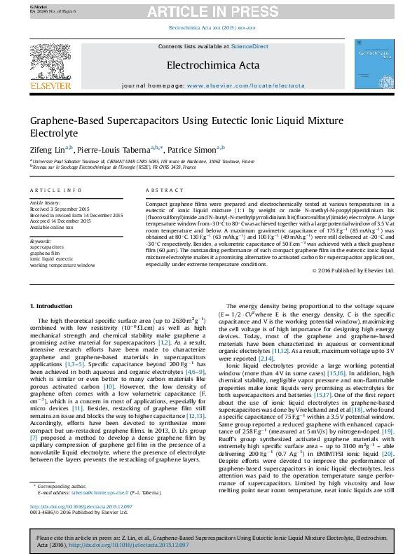 (PDF) Graphene-Based Supercapacitors Using Eutectic Ionic Liquid ...