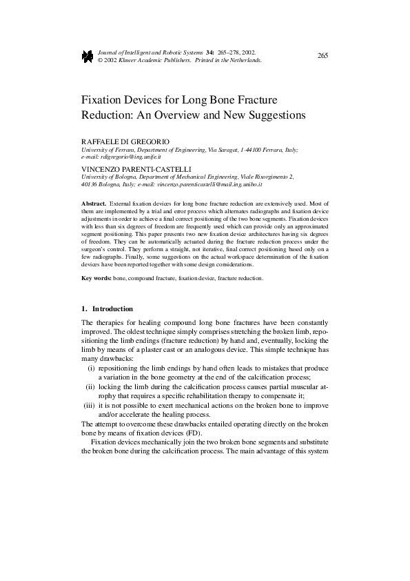 (PDF) Fixation devices for long bone fracture reduction An overview