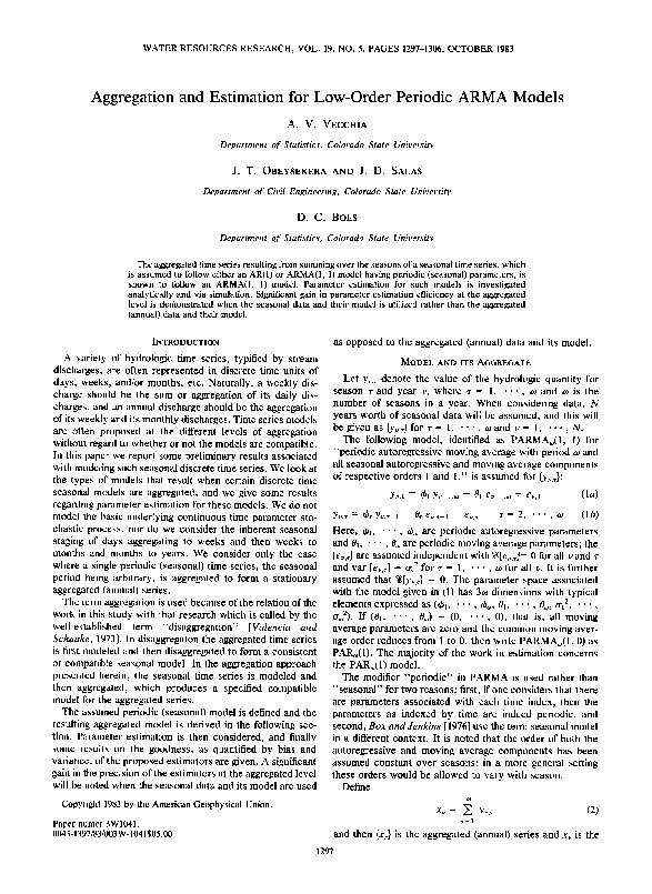 (PDF) Aggregation and estimation for low-order periodic ARMA models