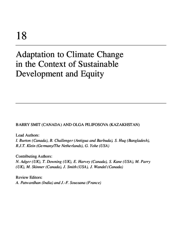 (PDF) Chapter 18. Adaptation to Climate Change in the Context of ...