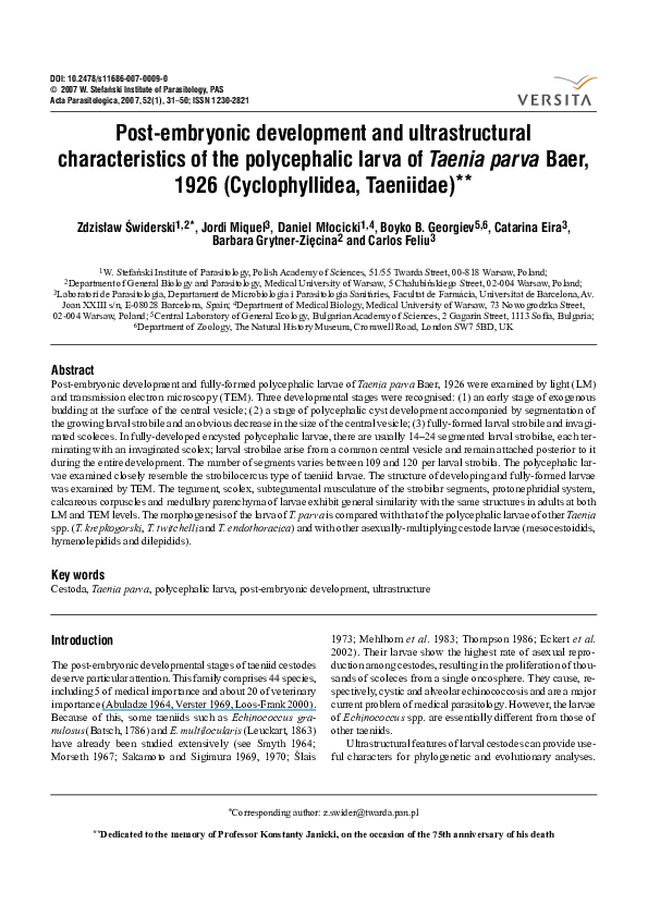 (PDF) Postembryonic development and ultrastructural characteristics of ...