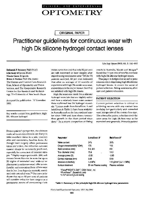 (PDF) Practitioner guidelines for continuous wear with high Dk silicone