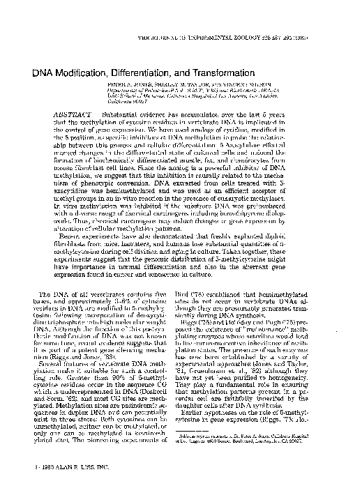 (PDF) DNA modification, differentiation, and transformation