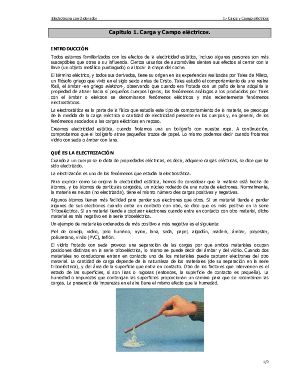 (PDF) Electrotecnia con Ordenador Capitulo 1. Carga y Campo eléctricos