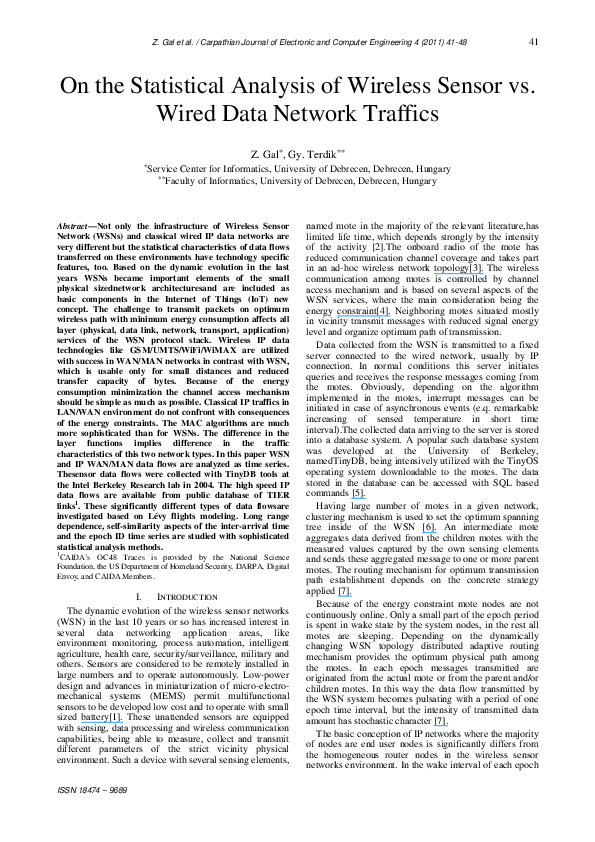 (PDF) On the Statistical Analysis of Wireless Sensor vs. Wired Data ...