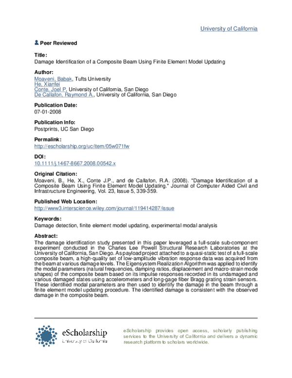 (PDF) Damage Identification of a Composite Beam Using Finite Element ...