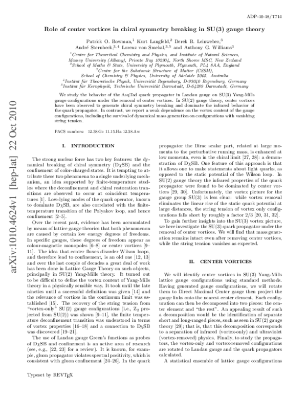 (PDF) Role of center vortices in chiral symmetry breaking in SU(3 ...