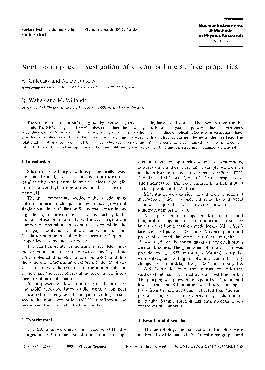 (PDF) Nonlinear optical investigation of silicon carbide surface properties