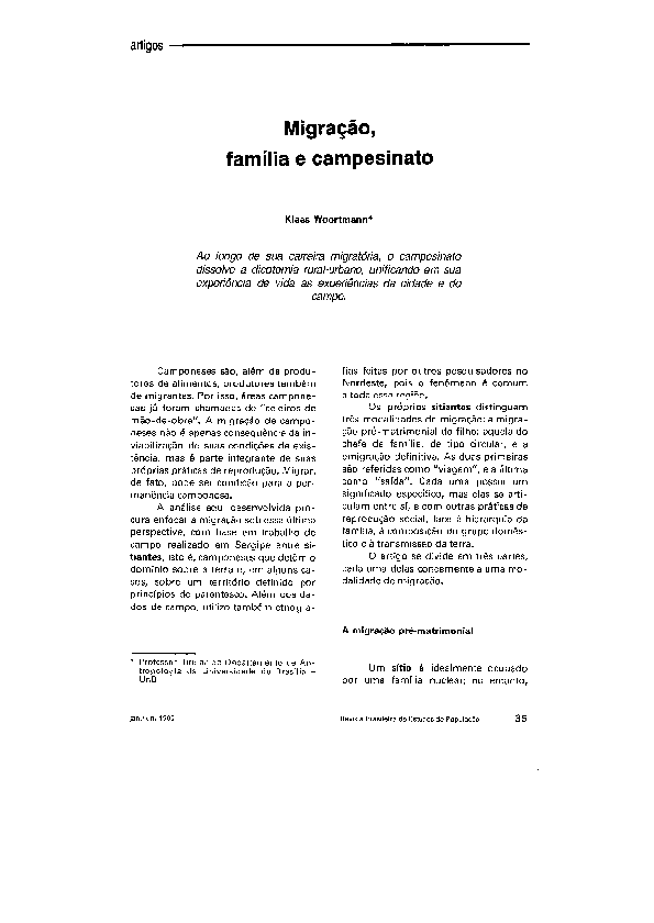 Pdf Woortmann K Migracao Familia E Campesinato Rafaela S Suiron Academia Edu
