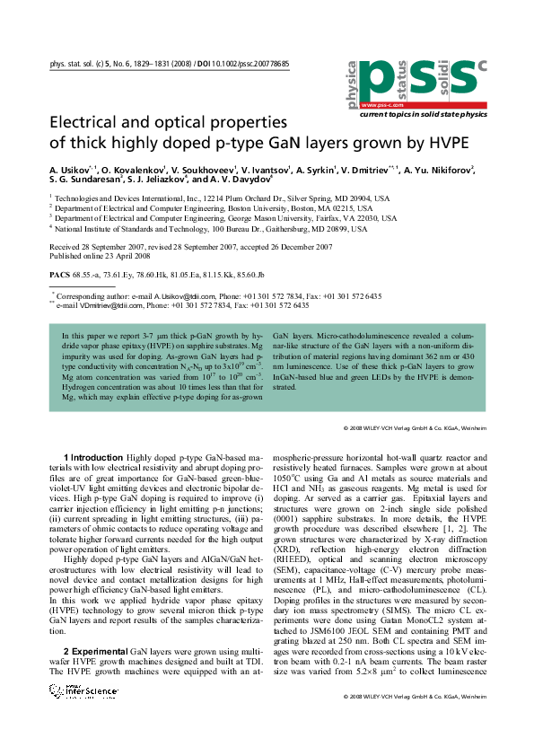 (PDF) Electrical and optical properties of thick highly doped p-type ...